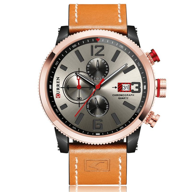 Curren 8281 Working Little Dials Chronograph Kvartsklokke Vanntett Sport Herreklokke