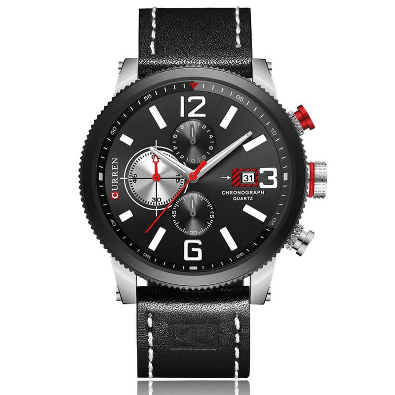 Curren 8281 Working Little Dials Chronograph Kvartsklokke Vanntett Sport Herreklokke