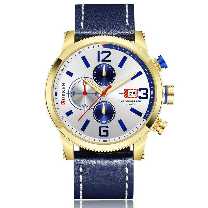 Curren 8281 Working Little Dials Chronograph Kvartsklokke Vanntett Sport Herreklokke