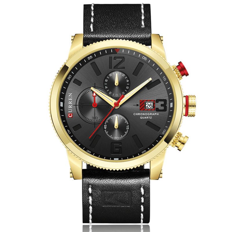 Curren 8281 Working Little Dials Chronograph Kvartsklokke Vanntett Sport Herreklokke