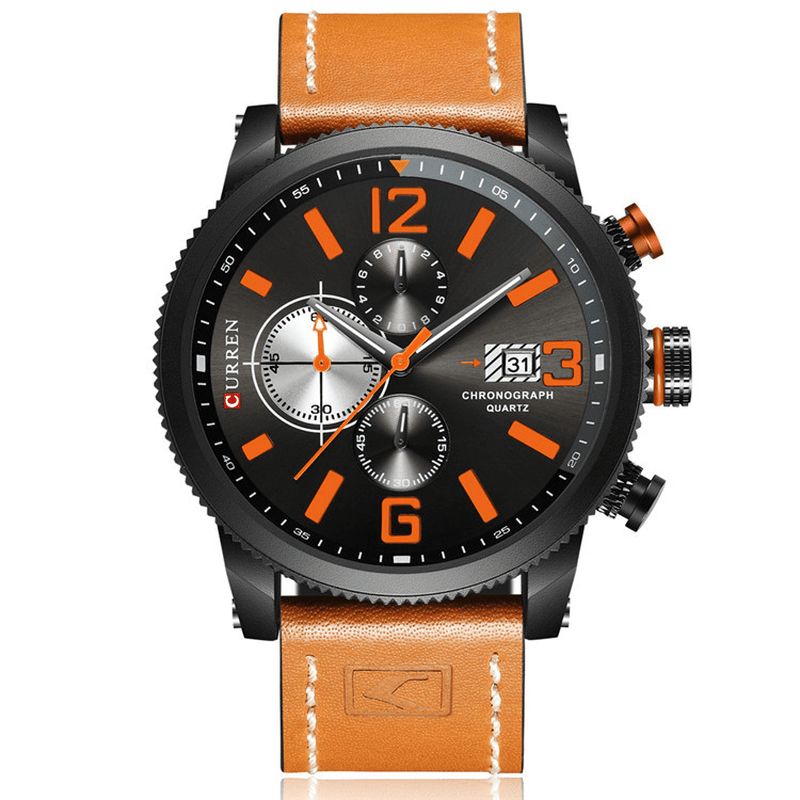 Curren 8281 Working Little Dials Chronograph Kvartsklokke Vanntett Sport Herreklokke