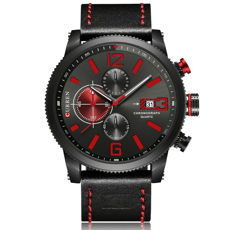 Curren 8281 Working Little Dials Chronograph Kvartsklokke Vanntett Sport Herreklokke