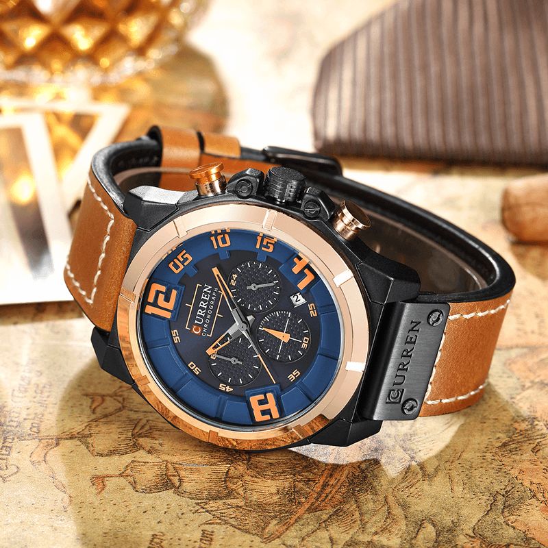 Curren 8287 Chronograph Kvartsklokke Display Dato And Time Herre Armbåndsur