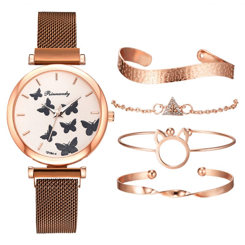 Deffrun Casual Style Kvinner Armbåndsur Med Armbånd Set Full Alloy Elegant Design Kvartsklokke