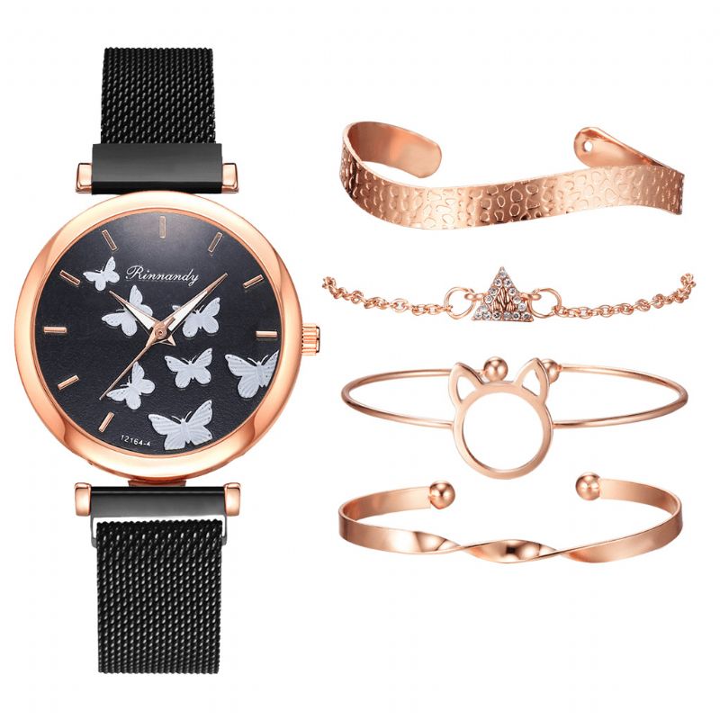 Deffrun Casual Style Kvinner Armbåndsur Med Armbånd Set Full Alloy Elegant Design Kvartsklokke