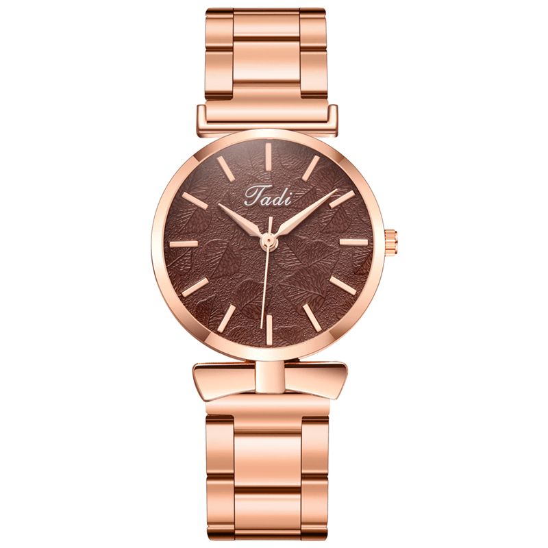 Deffrun Elegant Design No Number Dial Casual Dame Armbåndsur Rose Gold Case Full Alloy Kvartsklokke