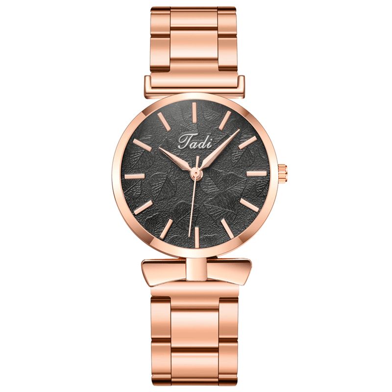 Deffrun Elegant Design No Number Dial Casual Dame Armbåndsur Rose Gold Case Full Alloy Kvartsklokke