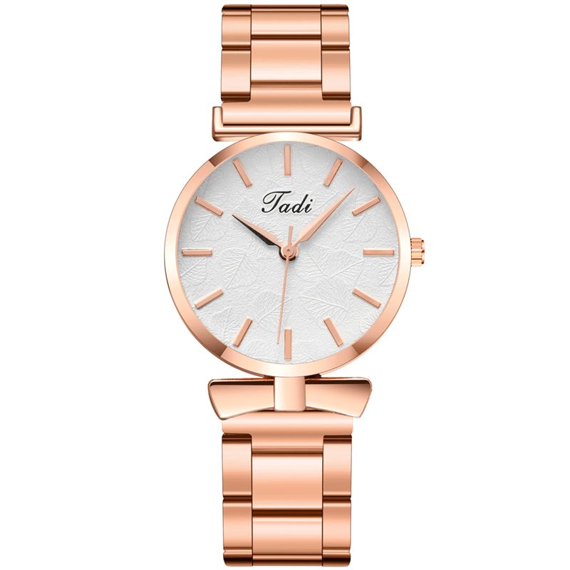 Deffrun Elegant Design No Number Dial Casual Dame Armbåndsur Rose Gold Case Full Alloy Kvartsklokke