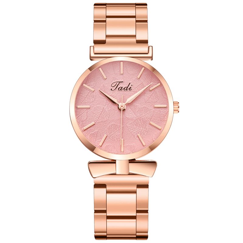 Deffrun Elegant Design No Number Dial Casual Dame Armbåndsur Rose Gold Case Full Alloy Kvartsklokke