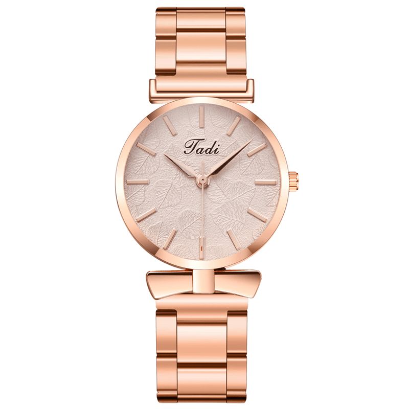 Deffrun Elegant Design No Number Dial Casual Dame Armbåndsur Rose Gold Case Full Alloy Kvartsklokke