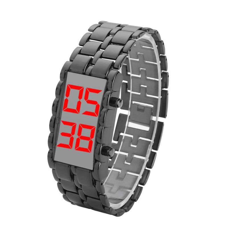 Deffrun Full Steel Justerbar Herre Armbåndsur Led Display Digital Watch