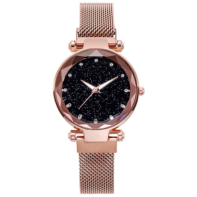 Deffrun Milan Strap Fashion Starry Sky Magnetic Dame Watch Starry Sky Watch Kvinne Kvartsklokke