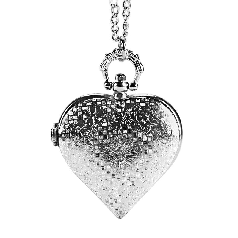 Deffrun Silver Heart Shape Hul Kvarts Lommeur