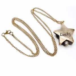 Deffrun Star Shape Lucky Word Retro Style Bronse Quartz Lommeur