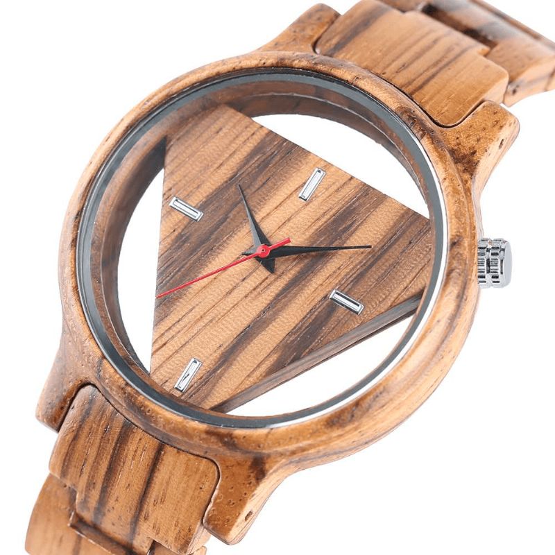 Deffrun Transparent Creative Wooden Armbåndsur Unik Design Herre Kvartsklokke