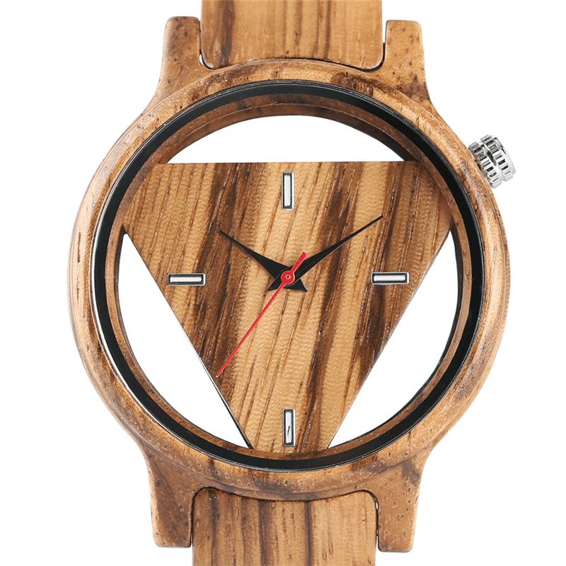 Deffrun Transparent Creative Wooden Armbåndsur Unik Design Herre Kvartsklokke