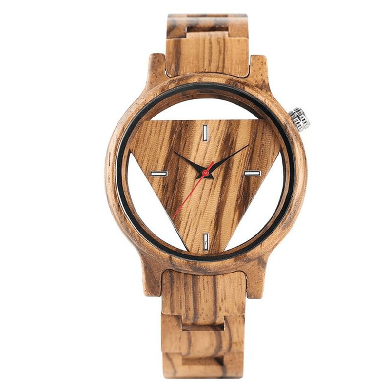 Deffrun Transparent Creative Wooden Armbåndsur Unik Design Herre Kvartsklokke