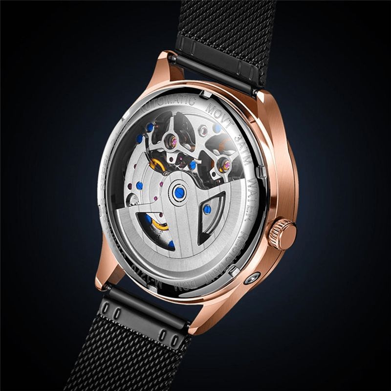 Dom M-1270 Luxury Business Automatisk Mekanisk Klokke Hollow Luminous Pointers 3Atm Vanntett Herreklokke Armbåndsur