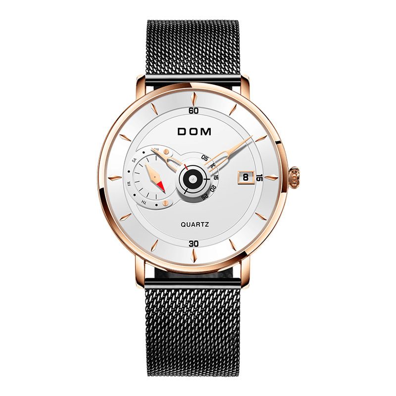 Dom M-1299 Ultra Thin Business Style Herre Armbåndsur Full Steel Band Creative Kvartsklokke