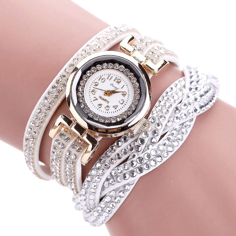 Duoya D056 Crystal Retro Style Dame Armbånd Watch Dress Quartz Klokker