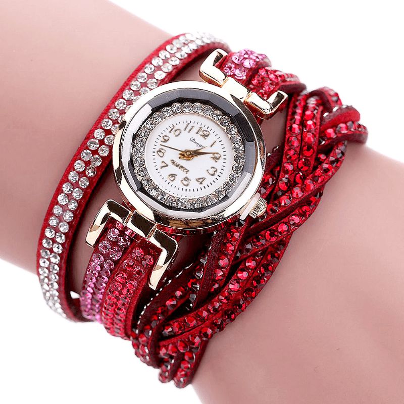 Duoya D056 Crystal Retro Style Dame Armbånd Watch Dress Quartz Klokker