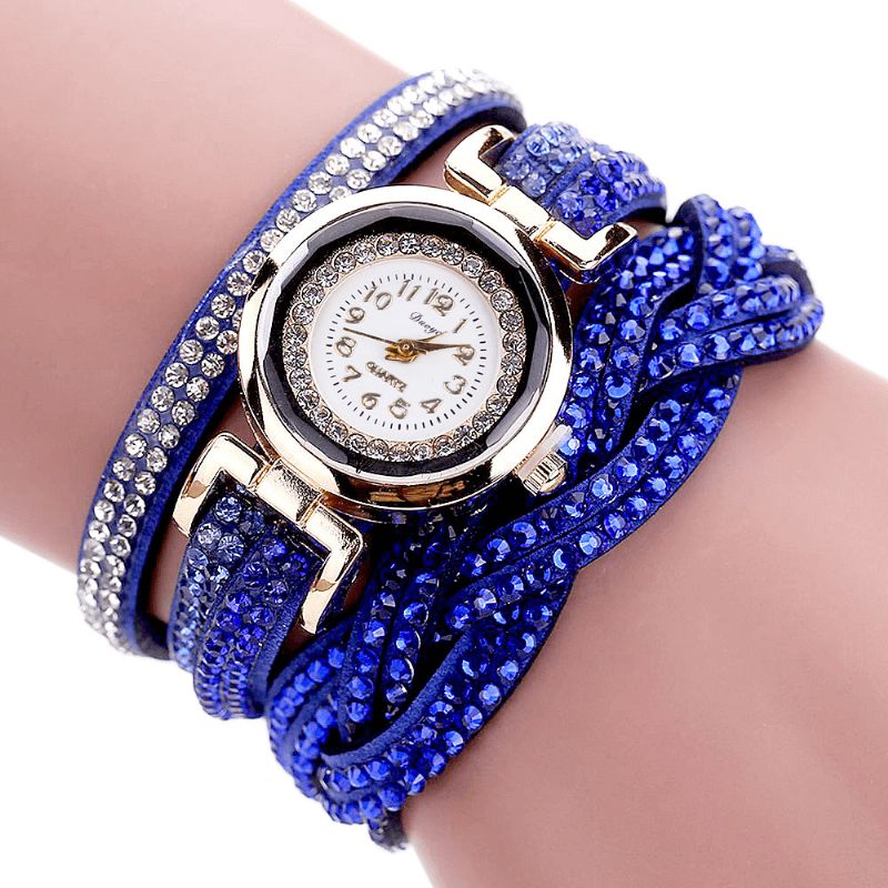 Duoya D056 Crystal Retro Style Dame Armbånd Watch Dress Quartz Klokker