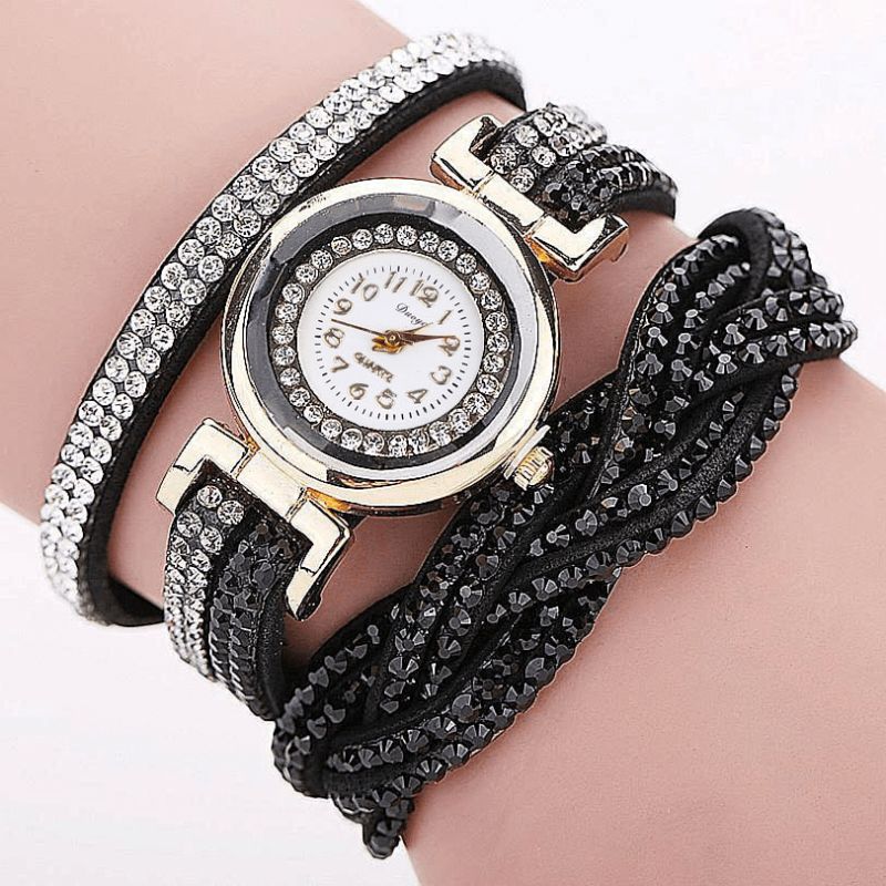 Duoya D056 Crystal Retro Style Dame Armbånd Watch Dress Quartz Klokker