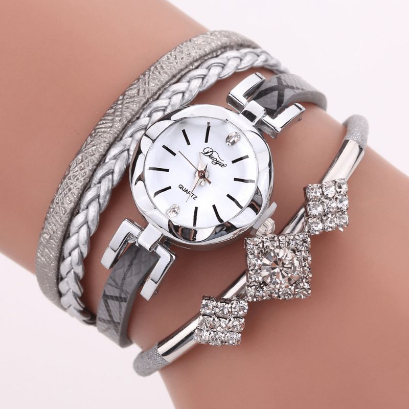 Duoya D255 Flower Dial Show Fasjonable Dame Armbånd Klokke Turist Kjole Retro Stil Kvarts Klokke