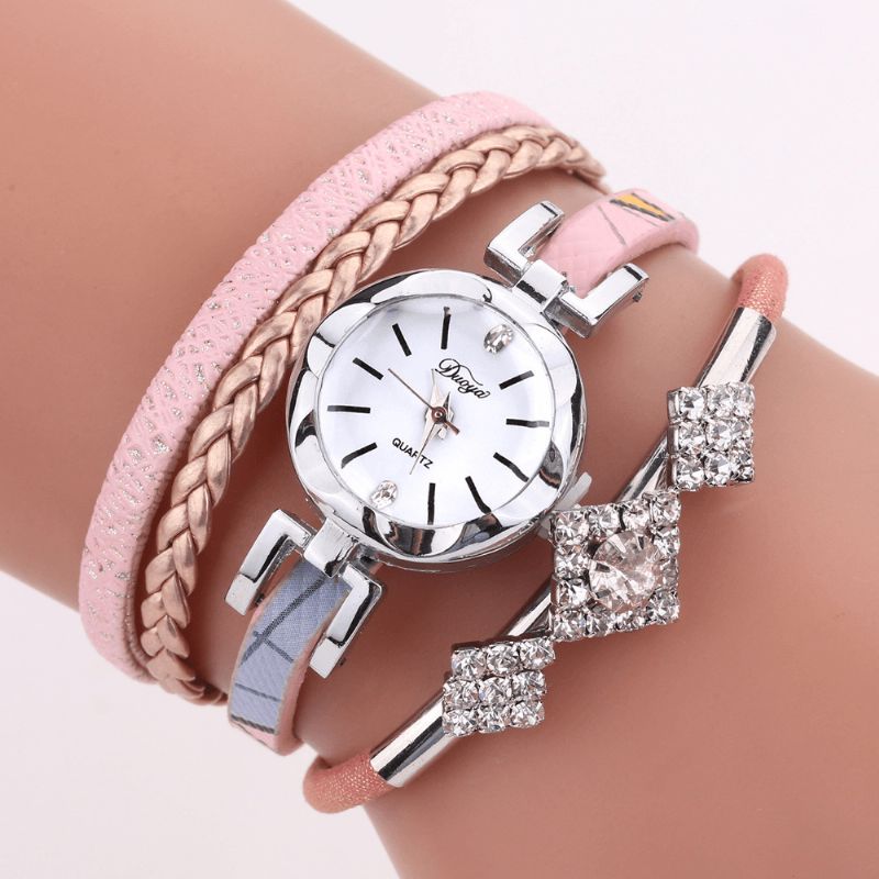 Duoya D255 Flower Dial Show Fasjonable Dame Armbånd Klokke Turist Kjole Retro Stil Kvarts Klokke