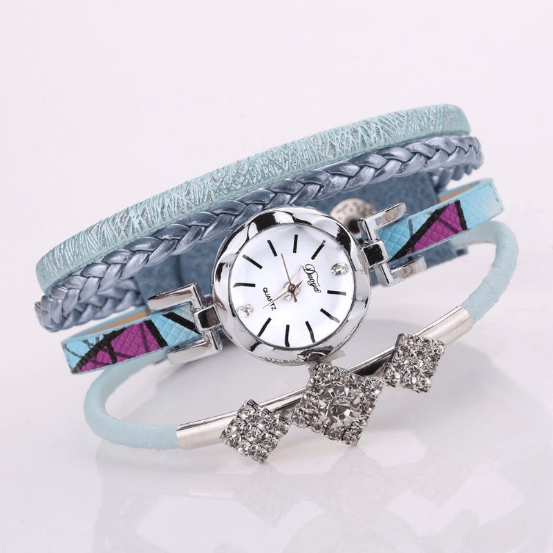 Duoya D255 Flower Dial Show Fasjonable Dame Armbånd Klokke Turist Kjole Retro Stil Kvarts Klokke