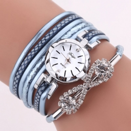 Duoya D258 Retro Stil Dame Armbånd Klokke Sløyfe Crystal Kvartsklokke