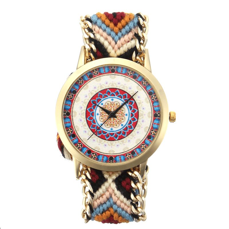 Egendefinert Folk Kvinner Watch Kaleidoscope Mønster Legering Casual Casual Retro Quartz Armbåndsur