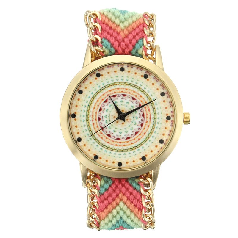 Egendefinert Folk Kvinner Watch Kaleidoscope Mønster Legering Casual Casual Retro Quartz Armbåndsur