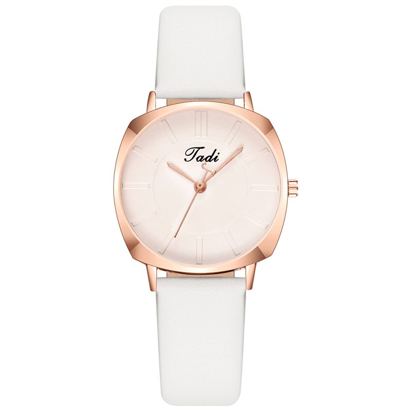 Enkel Elegant Trendy Dame Armbåndsur Rose Gull Legering Case Leather Band Kvinne Quartz Klokker