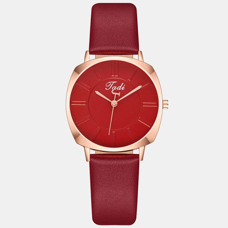 Enkel Elegant Trendy Dame Armbåndsur Rose Gull Legering Case Leather Band Kvinne Quartz Klokker