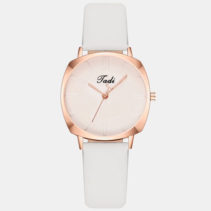 Enkel Elegant Trendy Dame Armbåndsur Rose Gull Legering Case Leather Band Kvinne Quartz Klokker