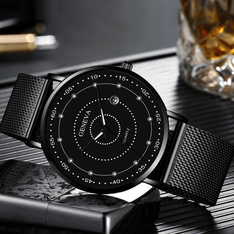 Fashion Alloy Menn Business Watch Dekorert Pointer Luminous Kvartsklokke