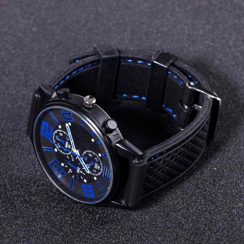 Fashion Casual Leather Herre Business Watch Dekorert Pointer Kvartsklokke