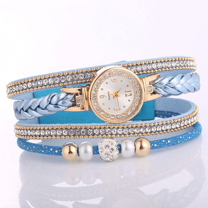 Fashion Circle Armbånd Diamond Simple Dial Dame Kjole Kvinner Kvartsklokke