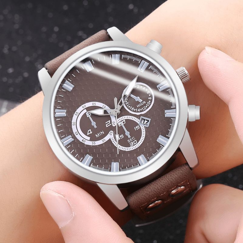 Fashion Elegent Alloy Sports Business Casual Belte Herreklokke Kvartsklokke