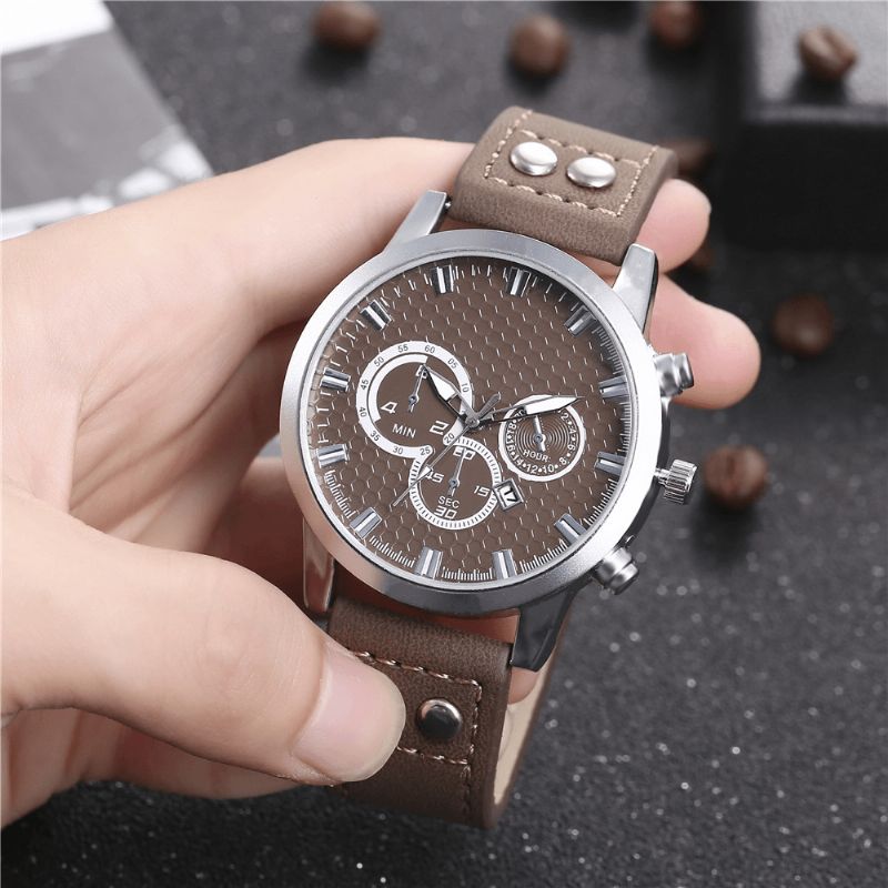 Fashion Elegent Alloy Sports Business Casual Belte Herreklokke Kvartsklokke