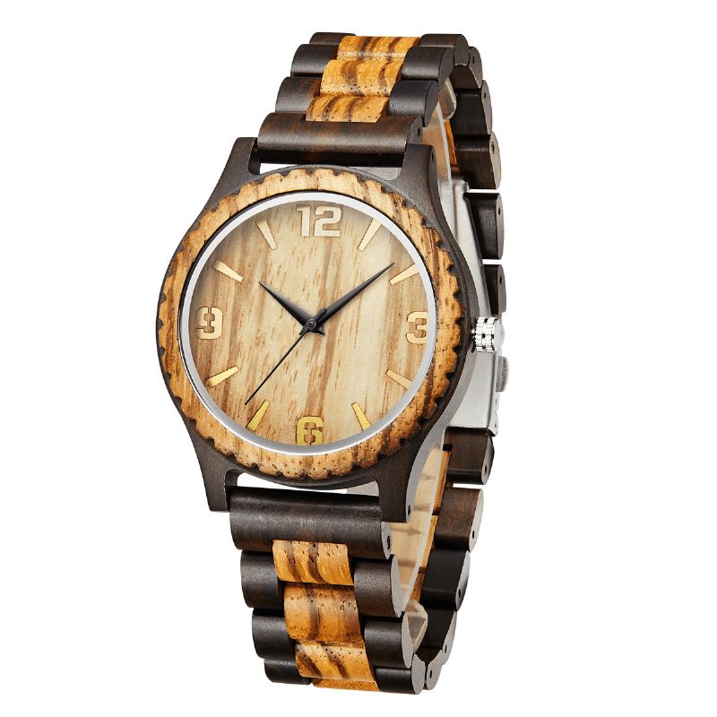 Fashion Wooden Watch Simple Dial Herre Fashion Watch Kvartsklokke