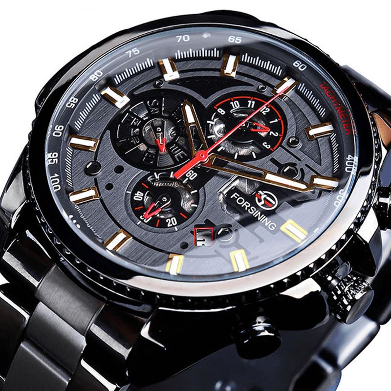 Forsining Gmt1137 Fashion Herre Watch Luminous Week Month Display Automatic Mechanical Watch