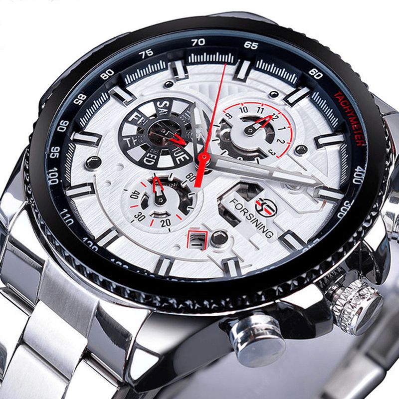 Forsining Gmt1137 Fashion Herre Watch Luminous Week Month Display Automatic Mechanical Watch