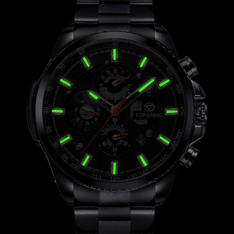 Forsining Gmt1137 Fashion Herre Watch Luminous Week Month Display Automatic Mechanical Watch