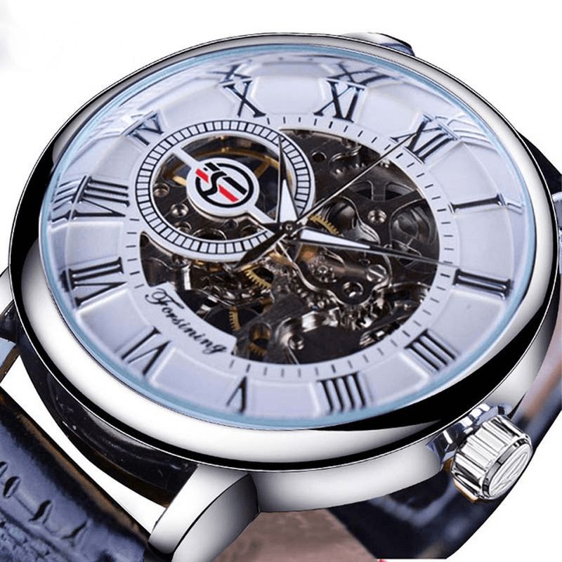 Forsining Gmt838 3D Hulgraveringsdesign Lysende Skjerm Mote Menn Automatisk Mekanisk Klokke