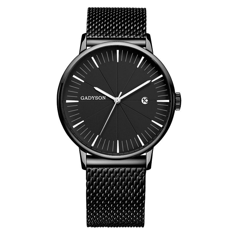 Gadyson A9105 Kalender Uformell Stil Herre Armbåndsur Full Steel Luminous Display Kvartsklokke