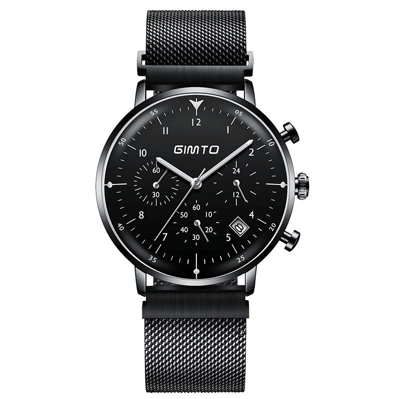 Gimto Gm245 Lysende Display Business Style Watch Rustfritt Stål Herre Sport Kvartsklokke