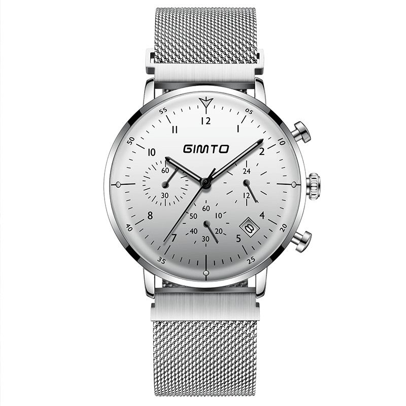 Gimto Gm245 Lysende Display Business Style Watch Rustfritt Stål Herre Sport Kvartsklokke