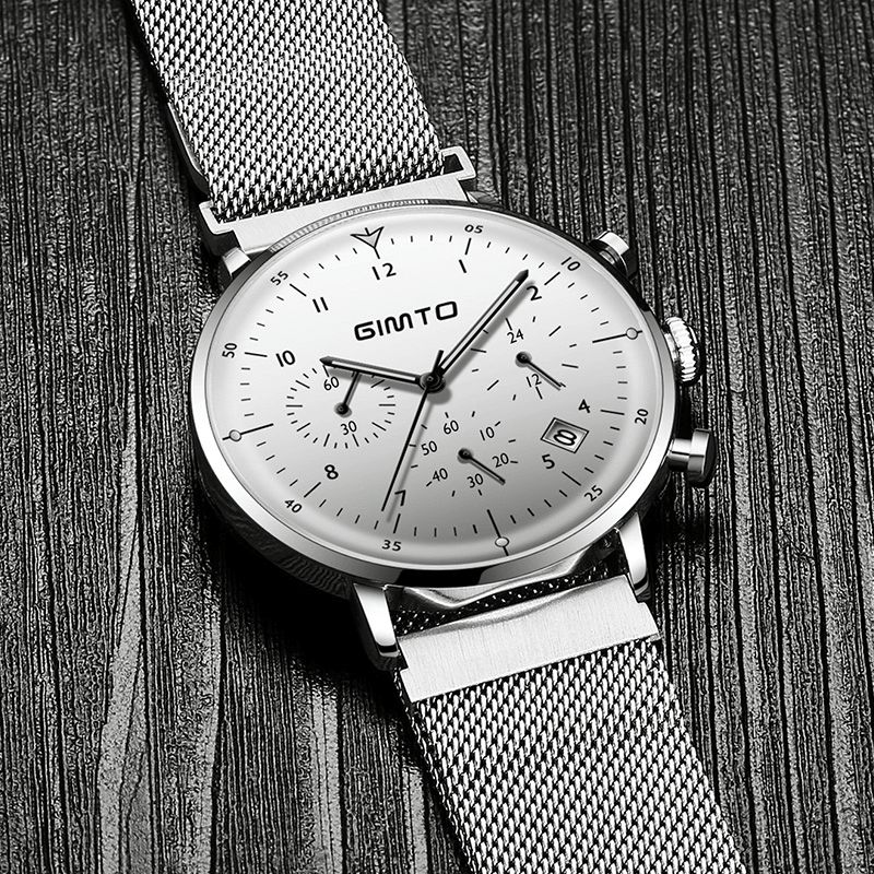 Gimto Gm245 Lysende Display Business Style Watch Rustfritt Stål Herre Sport Kvartsklokke